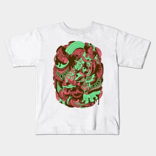 Pink Mint Abstract Wave of Thoughts No 2 Kids T-Shirt